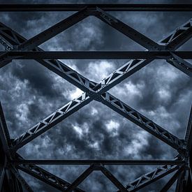 The iron Tram Bridge in black and white. by Nicolaas Digi Art