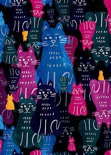 Lino Cats Colour | Pattern sur Yvonne Warmerdam | Made to resonate