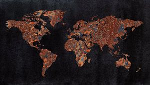 Wereldkaart | Roest in drie structuren van Wereldkaarten.Shop