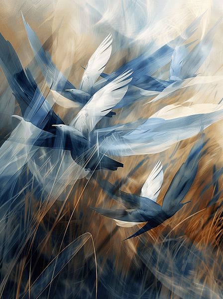 Birds flying away by Artsy