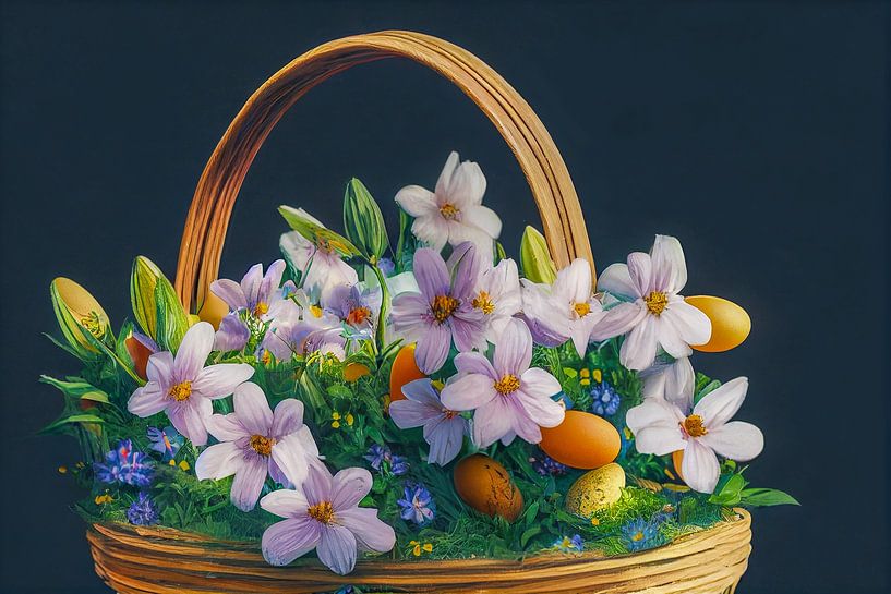 Paaseieren in een mandje schilderij, illustratie van Animaflora PicsStock