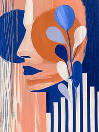 Face Among Blue Leaves