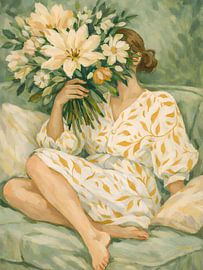 Elegant woman with flowers by IamHome Studio