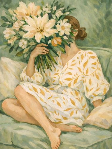 Elegant woman with flowers