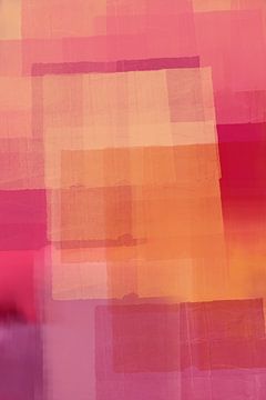 Modern abstract kleurrijk schilderij in oranje, roze, paars van Dina Dankers
