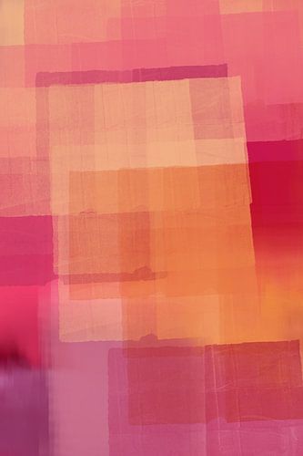 Modern abstract kleurrijk schilderij in oranje, roze, paars