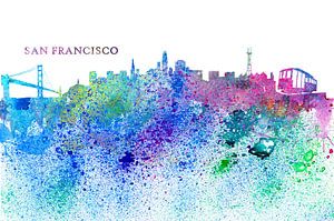San Francisco Skyline Silhouette Impressionistisch von Markus Bleichner
