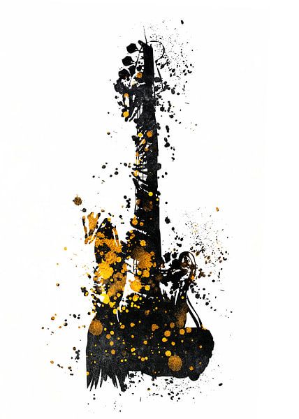 Guitar 32 music art black and gold #guitar #music by JBJart Justyna Jaszke