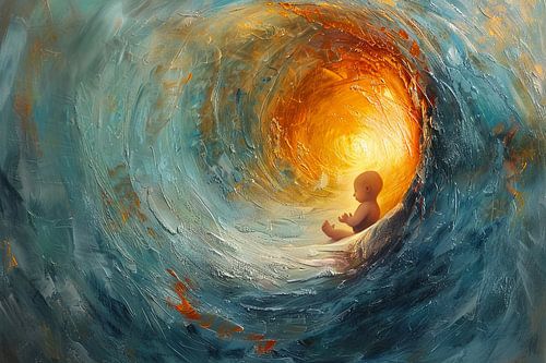 Baby in baarmoeder digitaal beeld