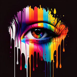 Mehrfarbig bemaltes Regenbogenauge