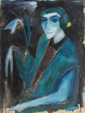 Hermann Stenner - Portret van een dame met een lelie (1914) van Peter Balan