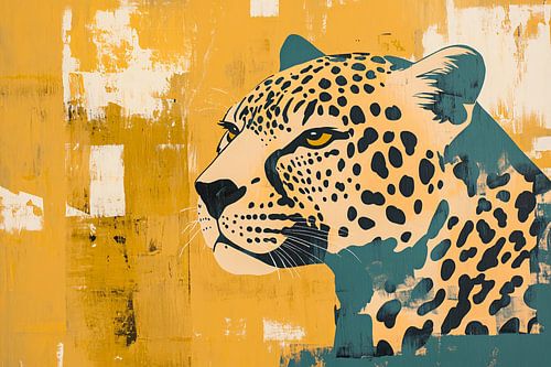 Modern luipaard schilderij in pop-art