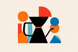 L'art du café aux formes colorées La poésie du café en noir et blanc Fa sur Poster Art Shop