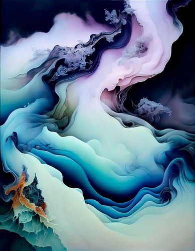 Abstract work with colourful organic shapes