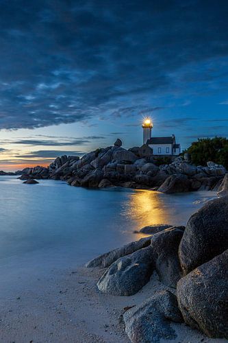 Pontusval lighthouse in Brittany, France