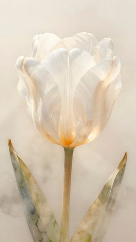 Stralende tulp in crèmekleur