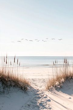 Strandpad bij zonsopgang van Poster Art Shop