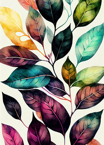 Aquarel natuur bladeren kunst