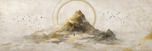 Betoverend pad naar de top in gouden accenten op rijstpapier