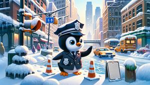 Pinguin regelt den Winterverkehr
