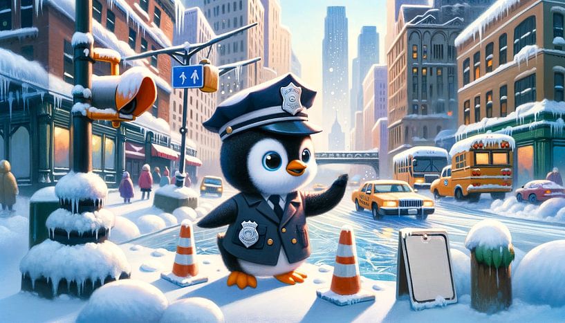 Un pingouin régule le trafic hivernal par artefacti