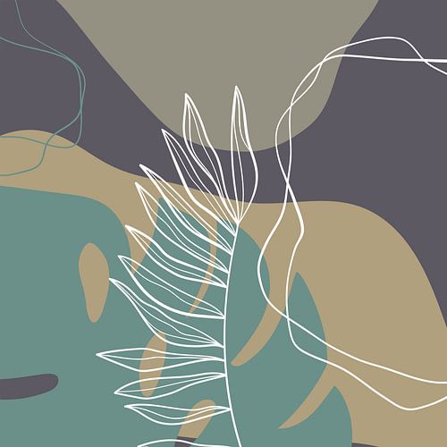 Feuilles, formes et lignes stylistiques : sable, marron et essence