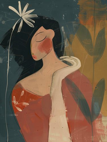 Bohemian portret, modern en abstract in aardetinten