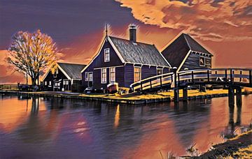 Bauernhaus Zaanse Schans Gemälde von Valleifoto Art