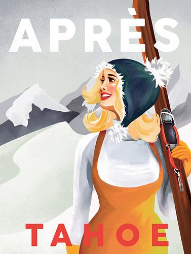 Apres Ski Lake Tahoe Vintage Pin Up Kunst