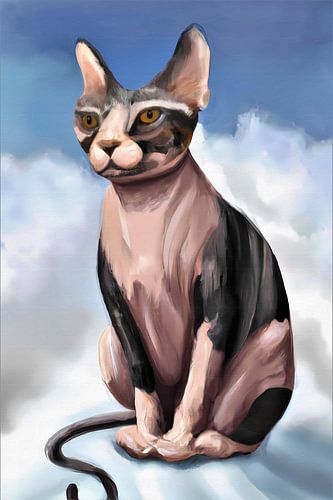 Chat Sphynx sur un nuage - format portrait