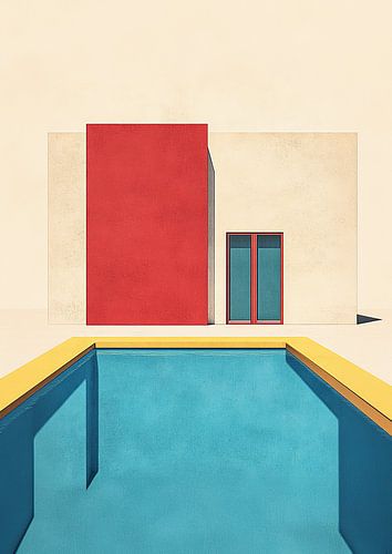 Bauhaus Architecture Pool Beige Blue