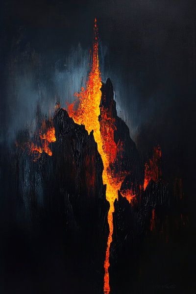 Feuriger Vulkan im Dunkeln von Poster Art Shop