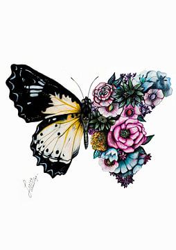 Butterfly Flower Drawing van J.colordrawingz_