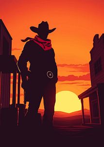 Einsamer Cowboy-Sonnenuntergang