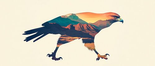 Falke mit Landschaft