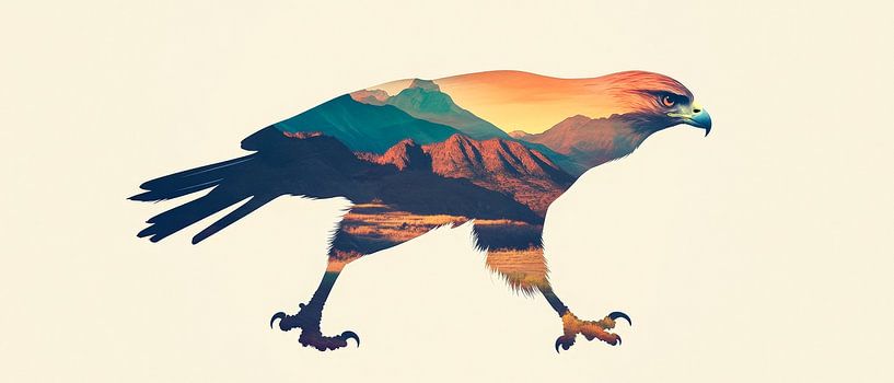 Valk met landschap van Poster Art Shop