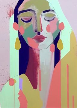 Contemporary abstract portrait: 'Muse in pastel' by Studio Allee
