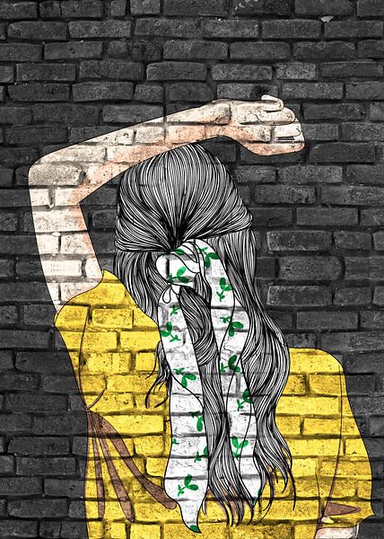 Young lady street art graffiti by KalliDesignShop