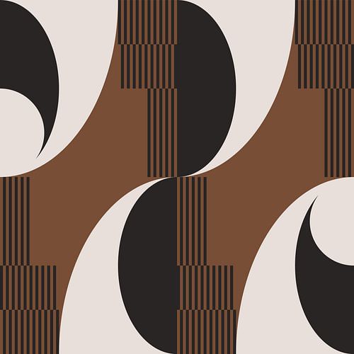 Retro golven. Moderne abstracte geometrische kunst in bruin, wit, zwart nr. 6