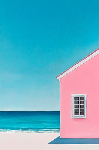 Roze strandhuis
