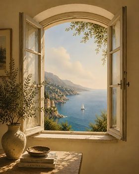 Mittelmeer-Fenster mit Meerblick
