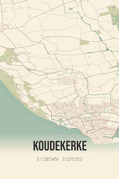Alte Karte von Koudekerke (Zeeland) von Rezona