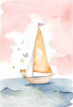 Rustige Vaart – Bootje in Zachte Pasteltinten