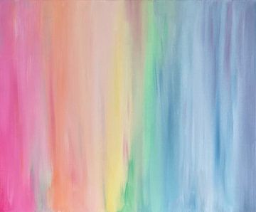 Fijn abstract pastelkleurig schilderij - harmonie van de chakra's, een reis naar innerlijke balans van Susanna Schorr