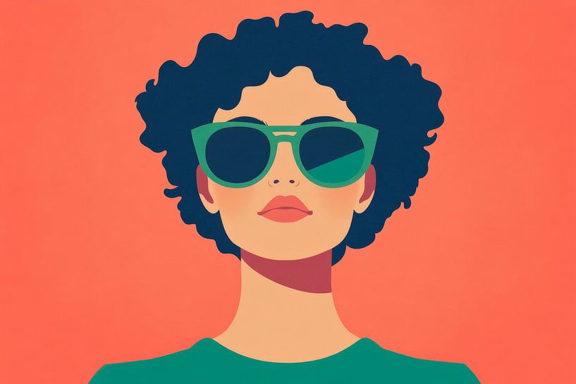Stylish woman with sunglasses and curls by Poster Art Shop
