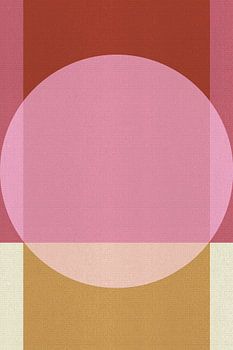 Abstract 70s retro style geometric art in pink, terracotta, ochre