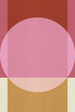 Abstracte 70s retro stijl geometrische kunst in roze, terracotta, oker van Abstract Minimalist Art