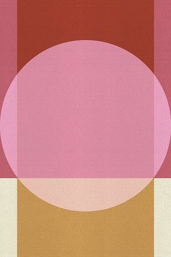 Abstracte 70s retro stijl geometrische kunst in roze, terracotta, oker