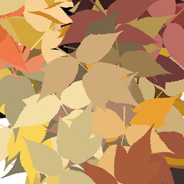 Modern abstract botanical art in  warm retro colors. Autumn palette by Dina Dankers