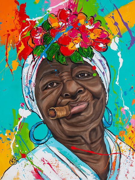 Kleurrijke dame VI van Happy Paintings / Renata Rolefes